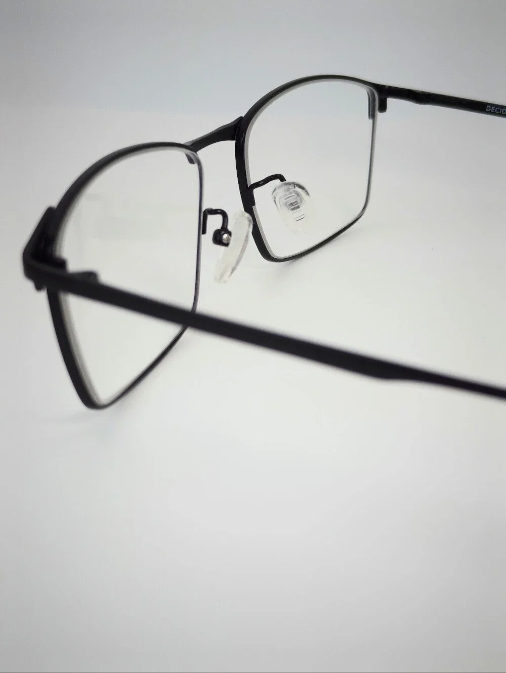 Decider. Womens Black Low Gloss Rectangular Titanium Frame.